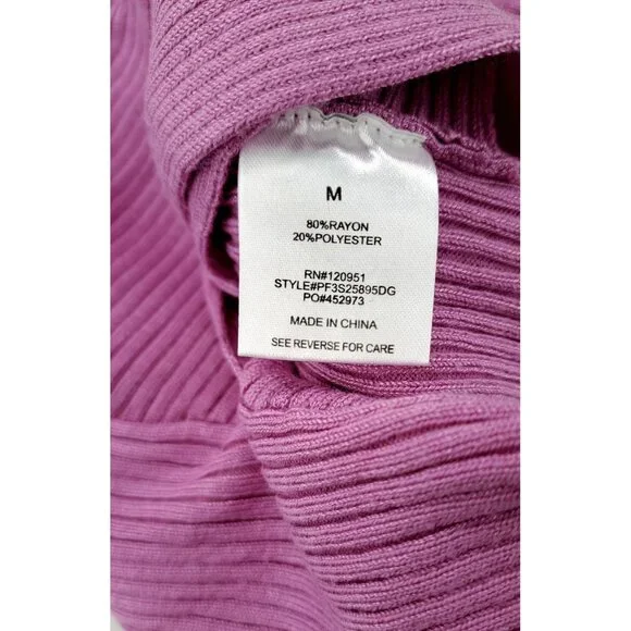 Pink Rose Ribbed Knit Wrap Sweater Medium Mauve Long Sleeve Top New - Picture 3 of 5